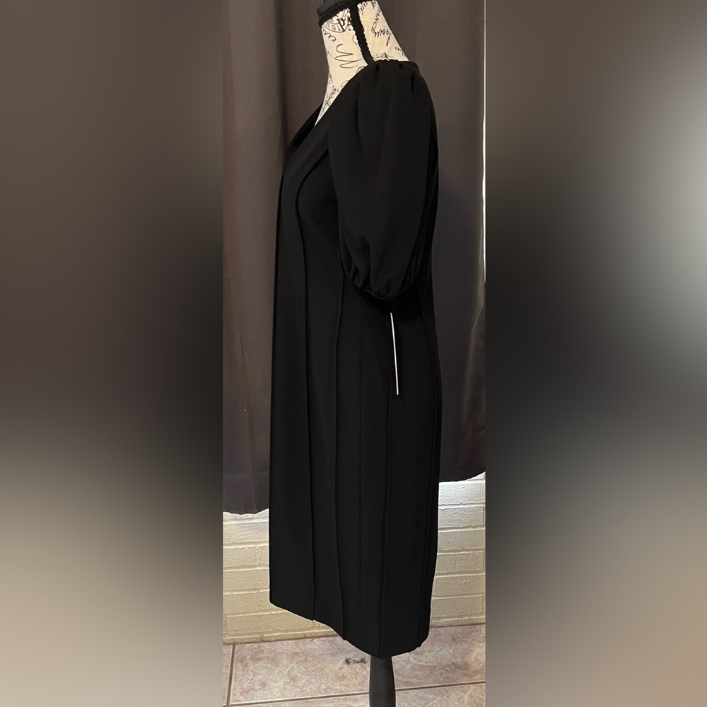 Calvin Klein Black Midi Dress with Puff Sleeves - Picture 3 of 6